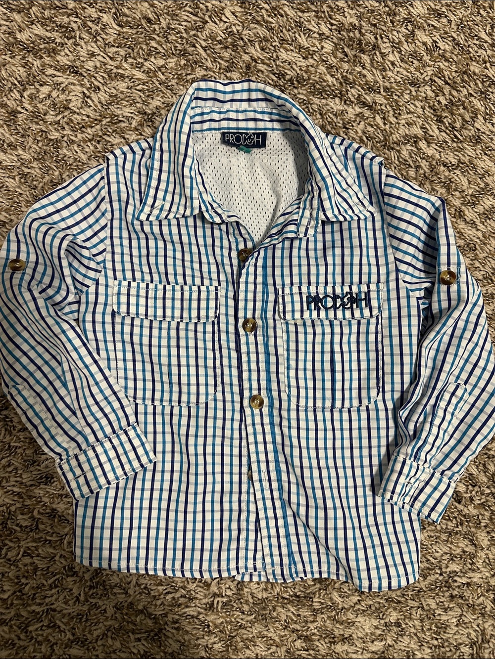 Prodoh Boys' Blue & White Plaid Button-Down Shirt